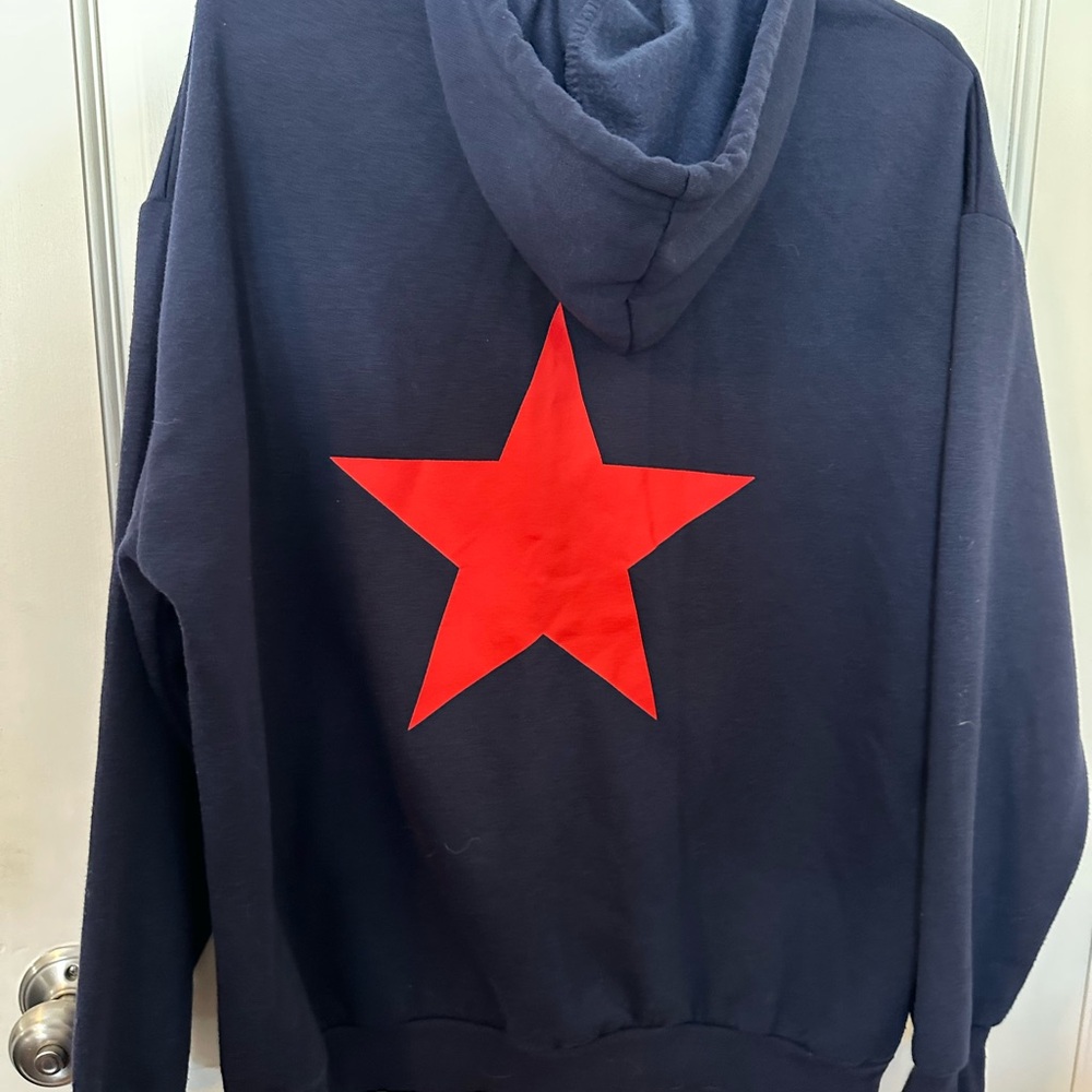 Navy Hoodie with Red Star